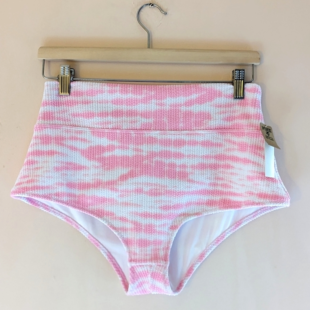 Victoria's Secret Pink High Waisted Bikini Bottom Swim Crinkle Shortie XLG NWT